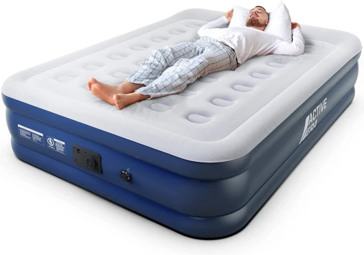 Matelas Gonflable Premium 2 Personnes, Lit Gonflable Double avec Pompe Électrique et Oreiller intégrés, pour la Maison et Le Camping - 203 x 152 x 48 cm