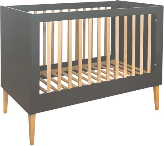 Barreau lit Bebe evolutif ILA - avec 60x120 Dimension pour en 0 3 âge - Blanc Lits pour Enfant - bébé Berceau a barreaux - Chambre Bois de Enfants - Complete Nourrissons mobilier (Gris)