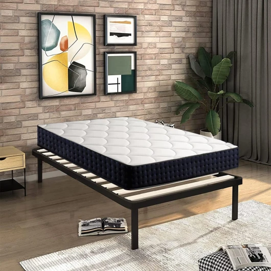 IZTOSS Lit 90x190 avec Sommier et Matelas - Matelas 90x190x17 Mémoire de Forme - Sommier 90x190 avec Pieds (Ensemble Matelas et Sommier 90x190 cm) Vert L-CD-7 matelas 90x190x17+sommier 90x190