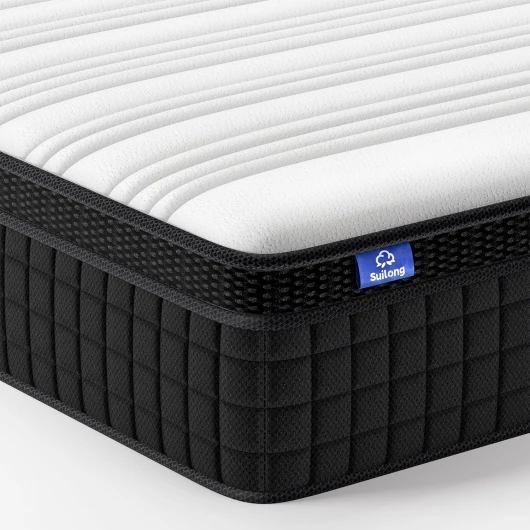 SuiLong Matelas Hybrid 180x200,25cm Epaisseur,Ressorts Ensachés Mousse à Mémoire de Forme, Matela Confort Ergonomique Orthopédique, Confort Mi-Ferme,Multicouches Extra Confort 7 Zones, Oeko-tex 180x200x25CM Noir25cm