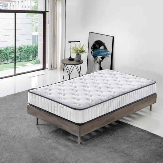 Matelas 90x190 - Mousse 22 cm et Mousse A Mémoire Matelas - Parfait Soutien Haute Resilience Ultra Respirante - Matelas réversible à Deux Faces entièrement utilisables (90 x 190 cm, 22) 90 x 190 cm Blanc