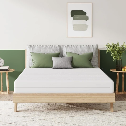 Matelas 90x190, 14CM, Matelas en Mousse en Matériau Bambou, Certifié Sûr et Fiable par CertiPUR-US et Oeko-TEX, Démontable et Lavable, Tissu Doux pour La Peau, Soutien Confortable Medium Blanc-14cm 90 x 190 cm