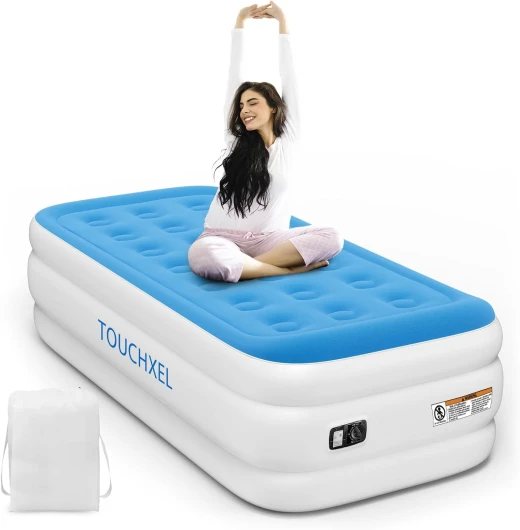 TOUCHXEL Lit Gonflable pour Une Personne 196 x 97 x 47 cm, Matelas Gonflable d'invité avec Pompe, Air Mattress pour Invités, Voyages à Domicile Simple