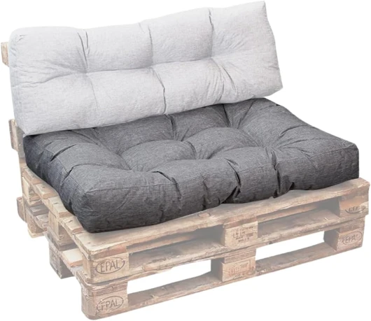 Coussin Palette Extérieur Confortable - Tissu Résistant, Anti-UV & Déperlant - Coussin Salon de Jardin Extérieur, Balcon, Terrasse (Assise, 120 x 80 cm, Gris) Gris Coussin Assise 120 X 80 cm