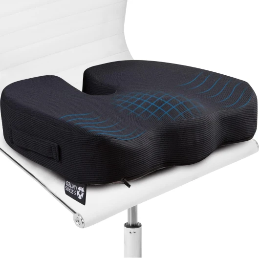 5 Stars United Coussin de siège pour Bureau - Oreiller en Mousse à mémoire de Forme à 100%, Soulagement de la Douleur Coccyx, sciatique et Bas du Dos, Coussins de Bureau de qualité supérieure Noire Seat Cushion