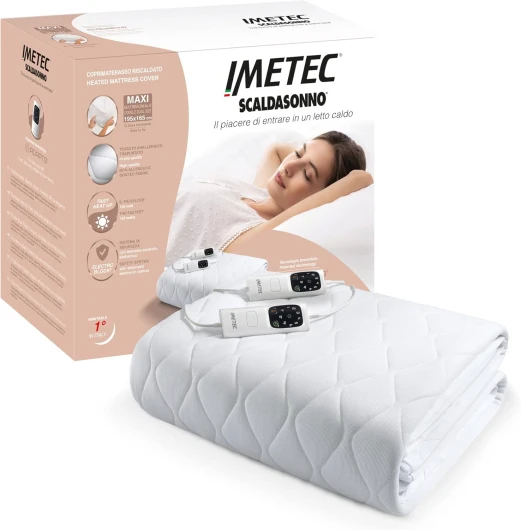 Surmatelas Chauffant 2 Places Adapto Maxi, 195x165 cm - 6 Températures, Tissu Matelassé Hypoallergénique, Chauffage Rapide, Température Constante, Personnalisée - Chauffe-Lit Electrique XXL Lit double