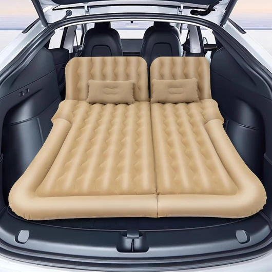 Gegeweeret Matelas gonflable portable pour voiture, coussin d'air pour SUV, matelas de couchage, gonflage et dégonflage rapides, pour banquette arrière de coffre (beige)