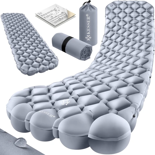 KESSER® Matelas de Camping Matelas Gonflable Matelas de Camping, Sac de Transport Inclus Outdoor Ultraléger Matelas de Couchage Pliable + kit de réparation, Capacité de Charge : 200Kg