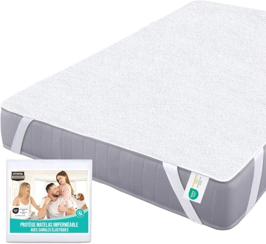 Protège Matelas 140 x 200 cm Imperméable, 4 Coins Elastiques, Certifié Oeko TEX, Alèse Drap Housse, Matelas Couvre, Respirant