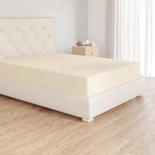 Drap Housse, 140 x 200 x 30 cm, en Polyester Microfibre pour Matelas Épais jusqu'à 30 cm, Beige