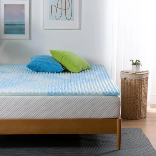 Surmatelas 90x190 cm - Hauteur du matelas 3.8 cm - Matelas gel refroidissant en mousse à mémoire de forme - Surmatelas, Bleu