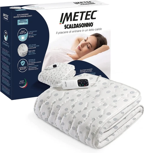 Surmatelas Chauffant 1 Place Adapto, 150x80cm - 6 Températures, Tissu 100% Coton, Chauffage Rapide, Température Constante, Personnalisée - Chauffe-Lit Electrique Double Commande, Simple