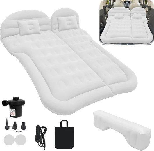 Matelas Gonflable Voiture, Matelas Pneumatique SUV avec Pompe à air et Oreillers, Coussin de Siège Arrière Plus épais pour Voyage, Camping, Activités de Plein Air