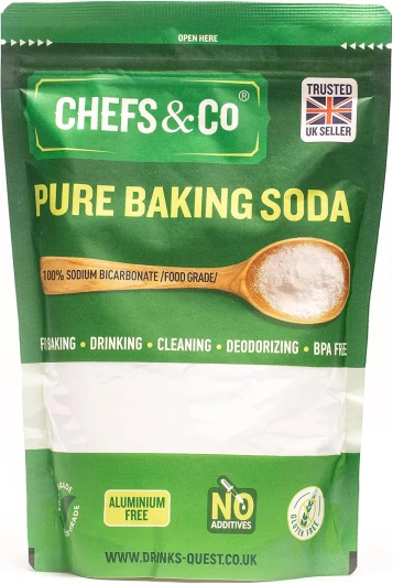 CHEFS & CO - Bicarbonate de Soude Pur (1 KG) - 100% Bicarbonate de Soude de Qualité Alimentaire - Bicarbonate pour Cuisiner, Boire et Nettoyer - Sans Aluminium - Sans BPA - Agent Levant (Paquet de 1)