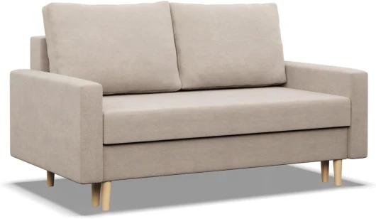 Mebligo - Canapé Convertible Blank, Canape 2 Places 152 x 92 x 88 cm, Canape Lit 2 Places Convertible, Sofa Bed Design Moderne, Canape Convertible sur Pieds en Bois, Canape Lit, Beige