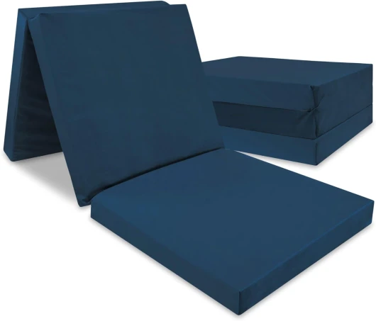 Matelas pour lit d'appoint Matelas Pliant 195 x 65 cm - Matelas d'appoint Pliable Matelas Pliant avec Housse écologique Amovible Matelas de Sol Velours Bleu Marine