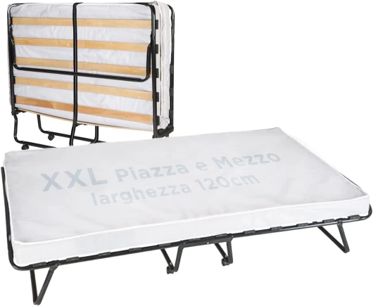 Cortassa : LIT Pliant 120X200 avec Matelas ET Coverture DE POUSSIERE Inclus, Cadre Robuste ET 4 ROULETTS PIVOTANTES,LIT Carre' ET Demi,100% Made in Italy