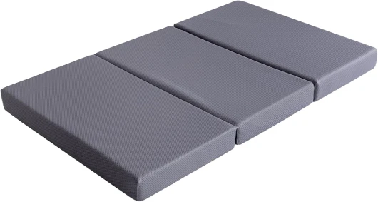 Matelas Pliant en Mousse à mémoire de Forme, Moyenne Ferme, 75 x 195 x 10 cm, Gris