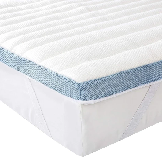 Surmatelas de Mousse à Mémoire de Forme avec Sangles, 140 x 200 x 5 cm, Blanc