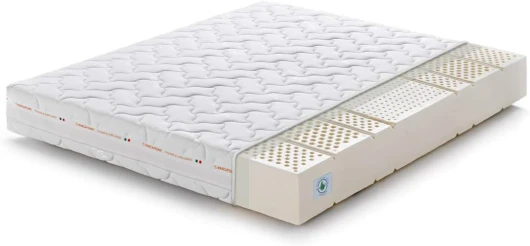 Matelas Latex 140x190 Haut 20 cm SEVENLIFE 20 Orthopédique 7 Zones H2 Moyen Revêtement Silver Amovible Antiacarien Anallergique Respirant Lavable Certification euroLATEX 140 x 190 cm Confort Moyenne