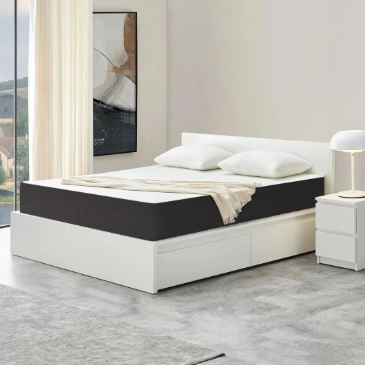 IZTOSS Luxe Matelas 140x190 - Épaisseur 16cm - Matelas Mousse - Confort Mi-Ferme - Développé & Produit en Europe (Matelas 140x190x16(Blanc+Gris))