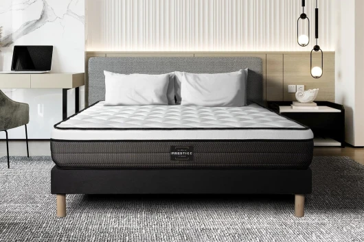 Prestige literie Matelas Suite 200x200 Ressorts ensachés, mémoire de Forme 5 Zones - Epaisseur : 26 cm - Confort : Equilibré