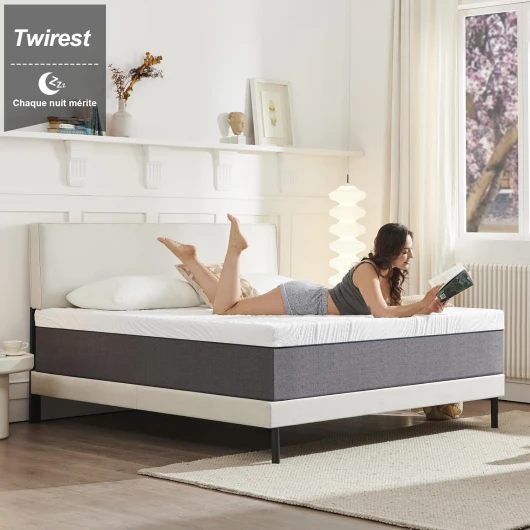 Twirest Matelas 140x190 cm, Épaisseur 18 cm,Matelas en Mousse à Mémoire de Forme, Fermeté Moyenne, 7 Zones, Soutien Parfait, Réversible à Deux Faces, Confortable et Durable (140x190x18cm)