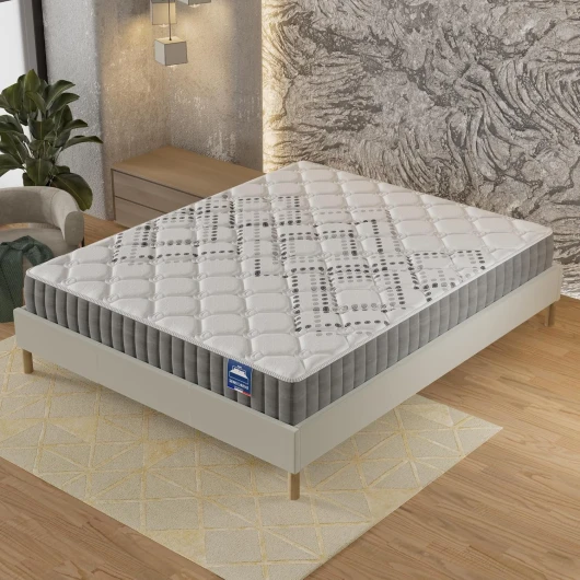 Matelas Eliha 120x190cm-Technologie Hybrid: Ressorts ensachés + Mousse HDensité-Épaisseur 20cm-Soutien Tonique Parfait & indépendance de Couchage-Label SANITIZED(Anti bactérien/acarien)