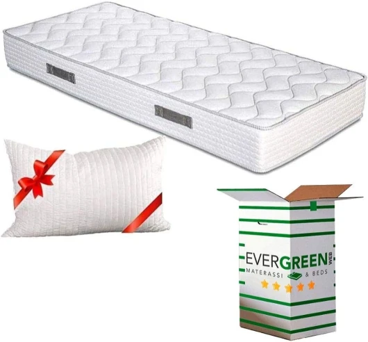 EVERGREENWEB Matelas 80x190 cm + Oreiller GRATUIT Mousse Anatomique - Épaisseur 20 cm - Mousse H.R - Système Triple Couche - 7 Zones de Confort - Indépendance de Couchage, Ergonomique Hypoallergénique 80 x 190 cm + 1 Oreiller Memory Fashion Haute 20 Cm