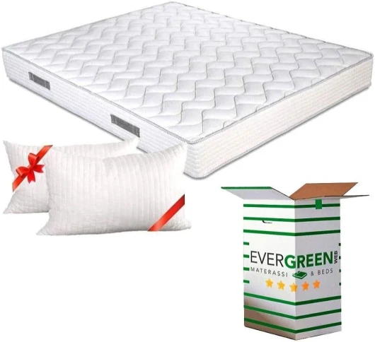 EVERGREENWEB Matelas 140x190 cm + Oreillers GRATUIT Mousse Anatomique - Épaisseur 20cm - Mousse H.R - Système Triple Couche - 7 Zones de Confort - Indépendance de Couchage Ergonomique Hypoallergénique 140 x 190 cm + 2 Oreillers Memory Fashion Haute 20 Cm