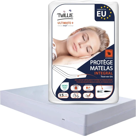 Housse de Matelas Intégrale 130x190x20 cm Imperméable - Qualité Supérieure - Anti Punaise de lit – Oeko-TEX® Protège-Matelas Traitement AEGIS® Anti-acarien, bactérien – Alèse Fabriqué en EU 130 x 190 x 20