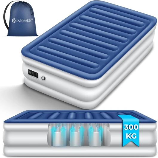 KESSER® - Matelas gonflable avec pompe électrique intégrée, matelas gonflable pour le camping ou la maison, avec sac de rangement, convient pour 1 personne - 203 x 95 x 51 cm