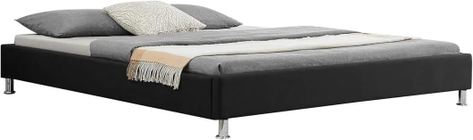 Lit futon Double pour Adulte Nizza Couchage King Size 180 x 200 cm 2 Places / 2 Personnes, avec sommier et Pieds en métal chromé, revêtement en Tissu Noir