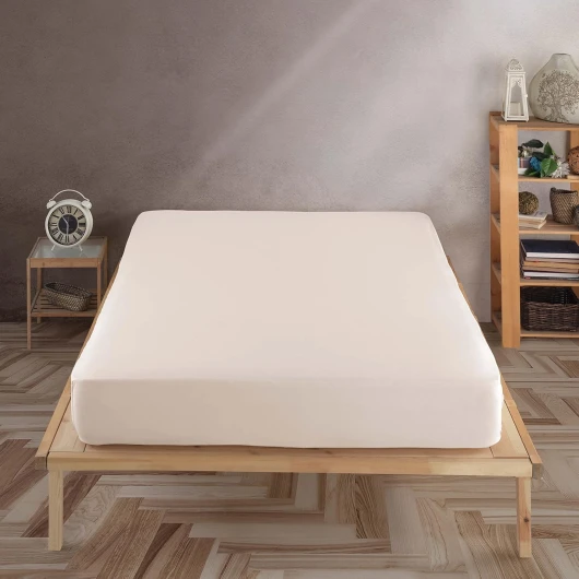 Vency Drap-housse en jersey de qualité supérieure - 140 x 200 cm - Beige - 100 % coton - Drap de 140 x 200 à 35 cm de hauteur de matelas - Beige 140x200 cm Beige