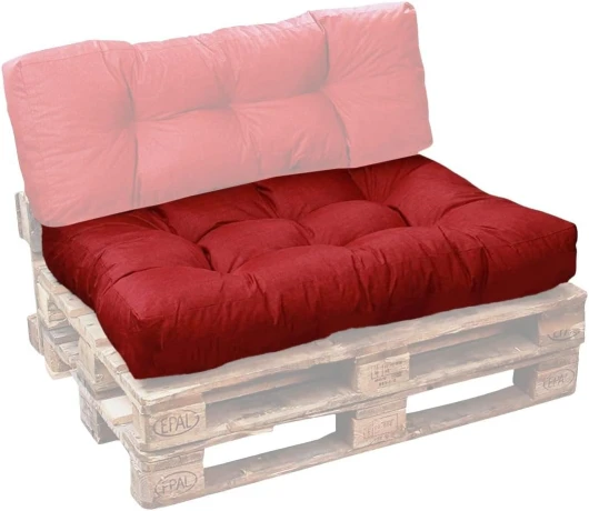 Coussin Palette Extérieur Confortable - Tissu Résistant, Anti-UV & Déperlant - Coussin Salon de Jardin Extérieur, Balcon, Terrasse (Assise, 120 x 80 cm, Rouge) Rouge Coussin Assise 120 X 80 cm