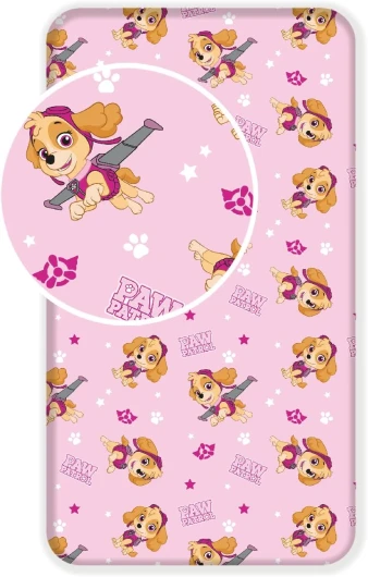 L-S KIDS BOUTIQUE Stella - Drap Housse 90 x 200 cm pour lit Une Personne 100% Coton Pat Patrouille - Paw Patrol'