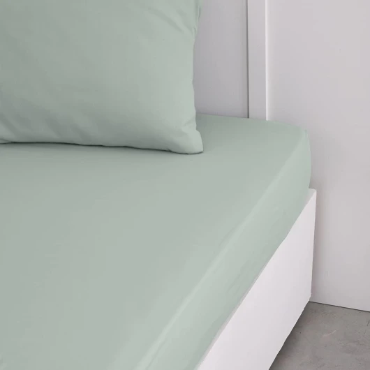 Essential - Drap Housse 160X200 cm 2 Personnes 100% Coton Uni, Celadon Celadon 160x200 cm