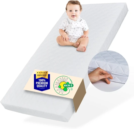 Kids Collective Matelas bébé 60 x 120 cm avec Housse Lavable - Matelas pour lit d'enfant - Matelas en Mousse Froide de qualité supérieure 120 x 60 cm 60 x 120 cm Sans drap-housse