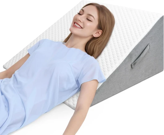 Coussin incliné pour lit, Oreiller triangulaire ergonomique en mémoire de forme pour l'apnée du sommeil, Coussin de Coin, le ronflement, Reflux acide, lire, les jambes surélevées de 30 cm, Lire, Gris