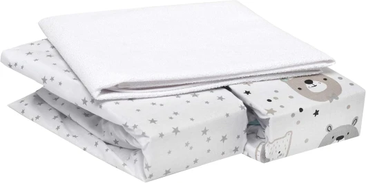 Draps Housse 50x90 Cododo, Lot 3 Pcs 100% Coton - 2 Drap Housses & 1 Alèse Protégé Matelas Imperméable Compatible avec Berceau Cododo et Matelas 90x55 50x83 40x90 40x80 et similares Cute Bears 90x50 cm (Lot de 3)