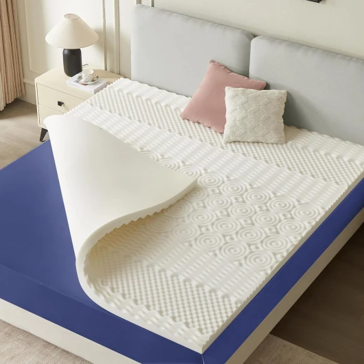 Surmatelas 160 x 200 cm Mousse à Memoire de Forme 5 cm Haute Densité - sur-Matelas Double - Zones Ergonomiques de Soutien - pour Matelas, Clic Clac, BZ - Entreprise Française 160 x 200 cm Classique