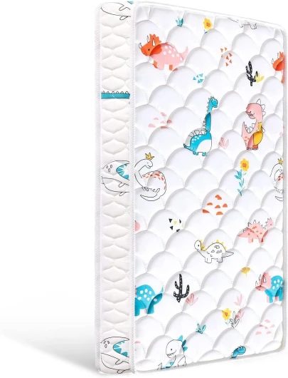 Ours à bulles Matelas pour Lit d'enfant et Matelas pour Tout-Petit 60 x 120 x 6cm Matelas bébé Baby, Tissu Microfibre Doux de Haute qualité, Absorbant l'humidité et perméable à l'air… Dinosaures 60X120X6cm