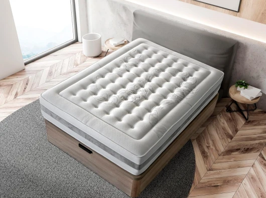 Matelas à mémoire de forme 140x190 cm Luxu - Épaisseur +/- 27 cm - Mousse HR - Ferme/Mi-Ferme - Système TST stabilisant - Finitions en tissu Stretch Argentum à base d'ions d'argent antibactériens - 140 x 190 cm